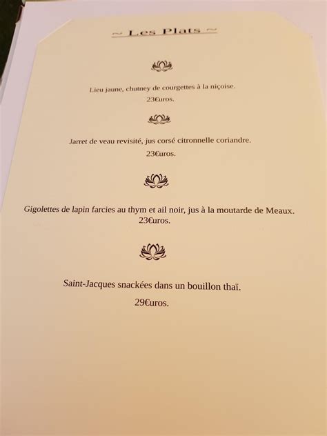 restaurant Celine menu